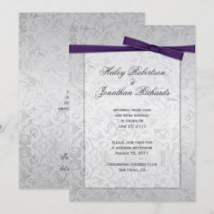 Invitation Mariage de la borne de ruban violet de superpositi