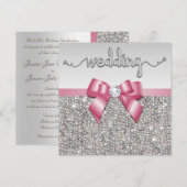 Invitation Mariage de la boue rose de Faux Silver (Devant / Derrière)