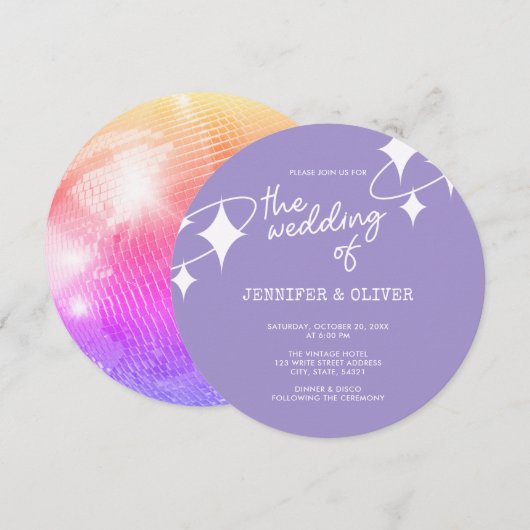 Invitation Mariage de la boule de la salle de spectacle rose (Devant / Derrière)