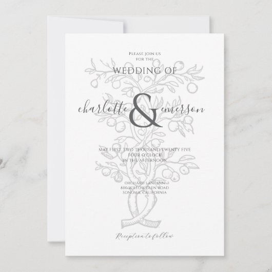Invitation Mariage de la branche Arbre Fruit (Devant)