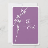 Invitation Mariage de la branche de fleurs sauvages violet (Dos)