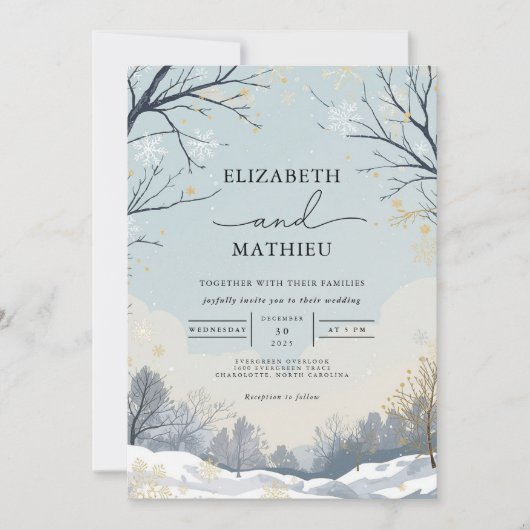 Invitation Mariage de la Branche d'hiver gelé (Devant)
