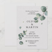 Invitation Mariage de la branche Eucalyptus (Devant / Derrière)