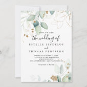 Invitation Mariage De La Calligraphie De L'Eucalyptus Or De (Devant)
