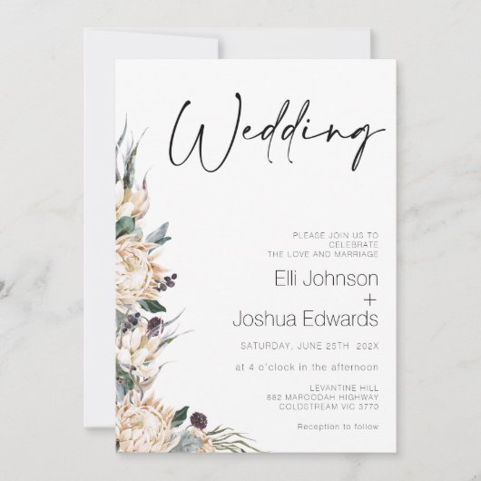 Invitation Mariage de la calligraphie du Mariage King White P (Devant)