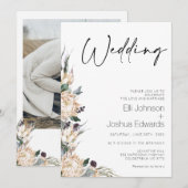 Invitation Mariage de la calligraphie du Mariage King White P (Devant / Derrière)