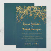 Invitation Mariage de la chaîne de Parties scintillant or tur (Devant / Derrière)