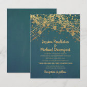 Invitation Mariage de la chaîne de Parties scintillant turquo (Devant / Derrière)