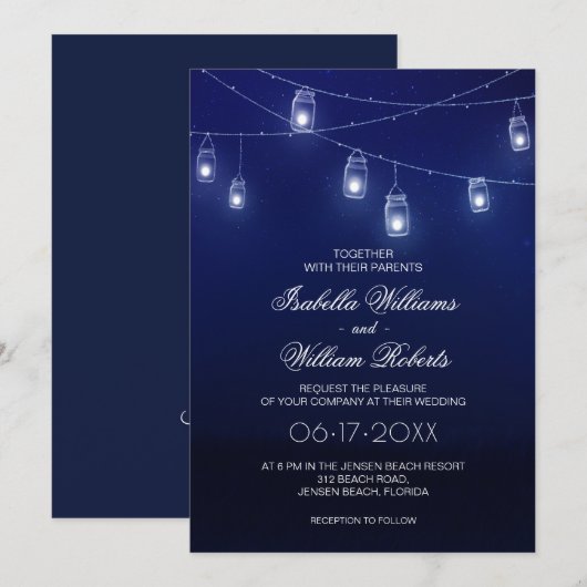 Invitation Mariage de la chaîne marine Blue & Silver Mason Ja (Devant / Derrière)