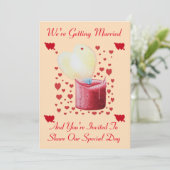 Invitation mariage de la chandelle rouge en forme de coeur d' (Debout devant)