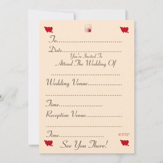 Invitation mariage de la chandelle rouge en forme de coeur d' (Dos)