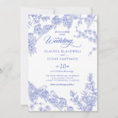 Invitation Mariage de la Chinoiserie Blue Delft (Devant)