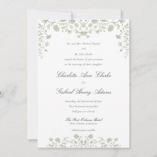 Invitation Mariage de la Chinoiserie Florale Spring (Devant)