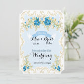 Invitation Mariage de la colombe Floral Blue Light (Debout devant)