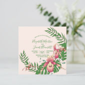 Invitation Mariage de la couronne de fleurs de l'orchidée ros (Debout devant)