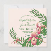 Invitation Mariage de la couronne de fleurs de l'orchidée ros (Devant)