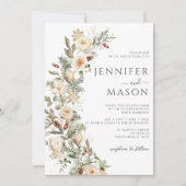 Invitation Mariage de la couronne d'hiver Gold Green Floral (Devant)