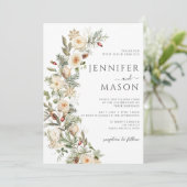 Invitation Mariage de la couronne d'hiver Gold Green Floral (Debout devant)