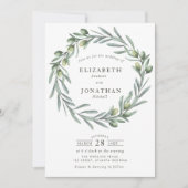 Invitation mariage de la couronne d'olivier couleur de l'eau (Devant)