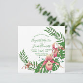 Invitation Mariage de la couronne d'orchidée rose et jaune (Debout devant)