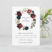 Invitation Mariage de la couronne florale de la marine bordea (Debout devant)