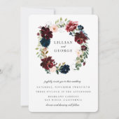 Invitation Mariage de la couronne florale de la marine bordea (Devant)