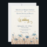 Invitation Mariage de la crème de champs de Cornflowers bleus<br><div class="desc">Des fleurs de maïs bleu doux fleurissant dans un champ brun brun brun doux rendent ce simple faire-part de mariage unique. On ressent presque la douce brise qui déplace les herbes. Simple, mais élégant, les tons terre et bleu doux sont la combinaison parfaite. Le dos de la carte porte le...</div>