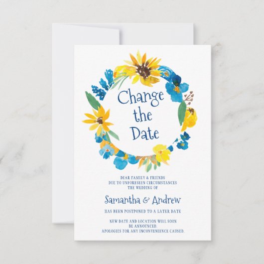 Invitation mariage de la date de modification de l'aquarelle (Devant)