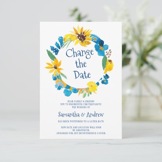 Invitation mariage de la date de modification de l'aquarelle  (Debout devant)