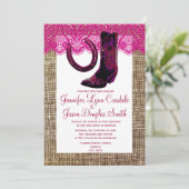 Invitation Mariage de la dentelle de Burlap (Debout devant)