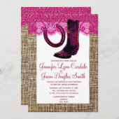 Invitation Mariage de la dentelle de Burlap (Devant / Derrière)