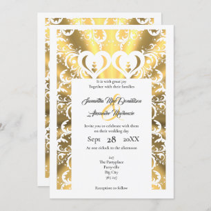 Invitation mariage de la dentelle de farine d'or