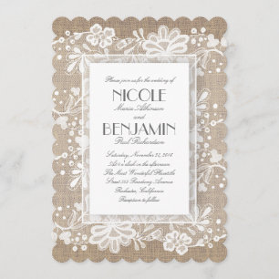 Invitation Mariage de la dentelle florale blanche