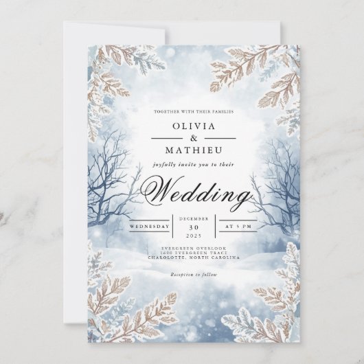 Invitation Mariage de la Direction du paysage givré (Devant)