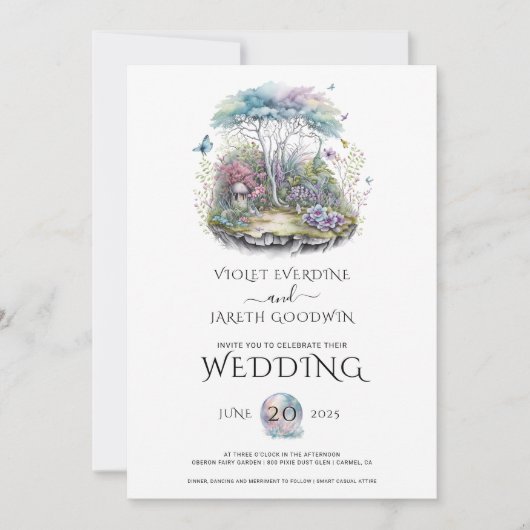 Invitation Mariage de la fée de bois enchanté (Devant)