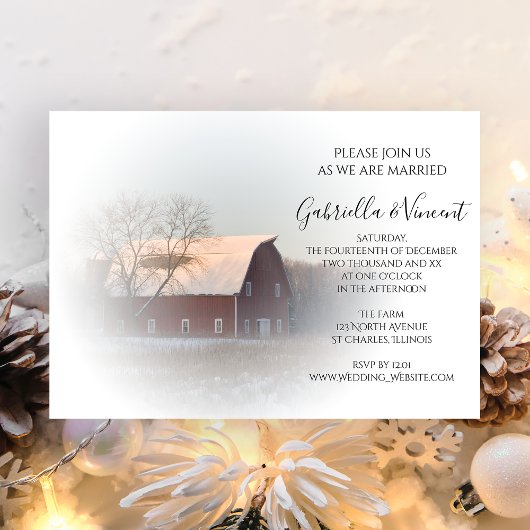 Invitation Mariage de la ferme d'hiver de la grange couverte 