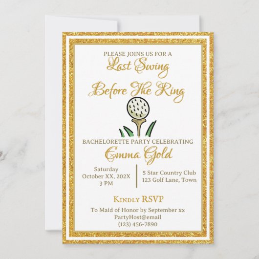 Invitation Mariage de la fête de bachelorette Golf Parties sc (Devant)