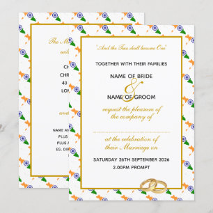 Invitation MARIAGE de la fête de l'or chrétien de l'INDE