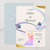 Invitation Mariage de la figure classique de couleur jaune do (Devant / Derrière)