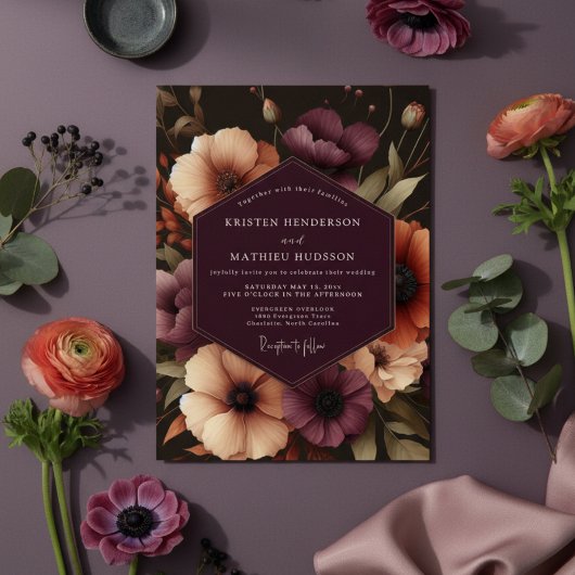 Invitation Mariage de la floraison de l'amarante pourpre