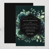 Invitation Mariage de la Floraison Vespérale Sarcelle (Devant / Derrière)
