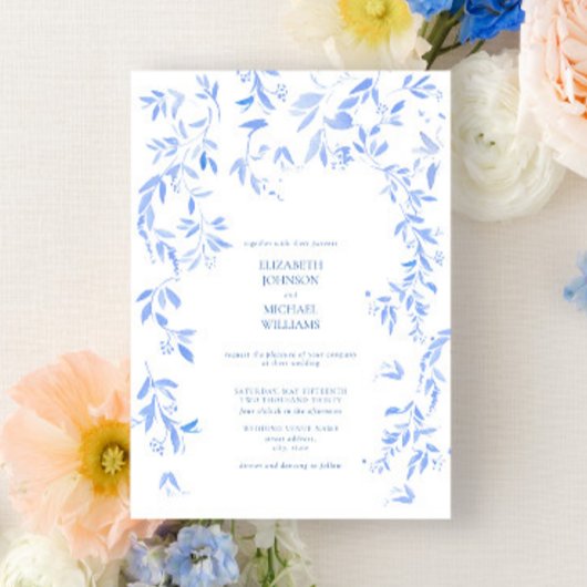 Invitation Mariage de la flore bleue française
