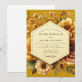 Invitation Mariage de la Flore Lumineuse Dorée (Devant / Derrière)