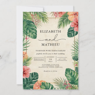 Invitation Mariage de la flore tropicale luxuriante