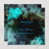 Invitation Mariage de la forêt bleu turquoise (Devant / Derrière)