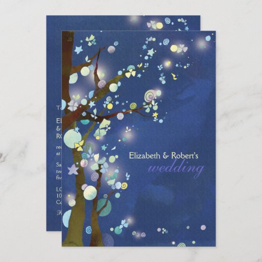 Invitation Mariage de la forêt Blue Elven (Devant / Derrière)