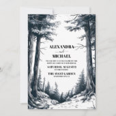 Invitation Mariage de la Forêt de Boho Blanc Noir (Devant)