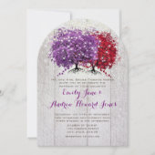 Invitation Mariage de la forêt de feuilles de coeur rouge et (Devant)