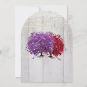 Invitation Mariage de la forêt de feuilles de coeur rouge et (Dos)