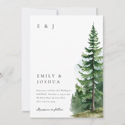 Invitation Mariage de la forêt de pins (Devant)
